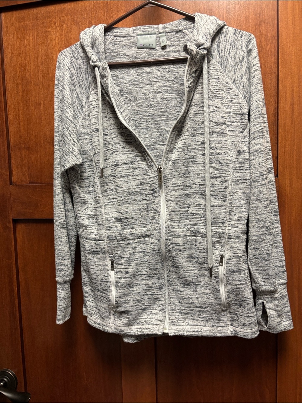 Athleta Heathered Light Gray Full-Zip Hoodie
